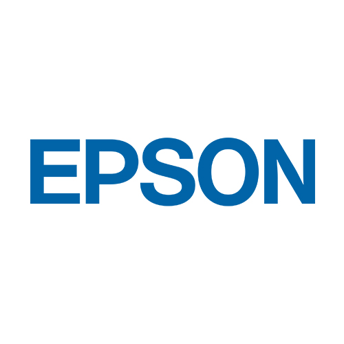 Epson logotyp med blå versaler mot vit bakgrund.